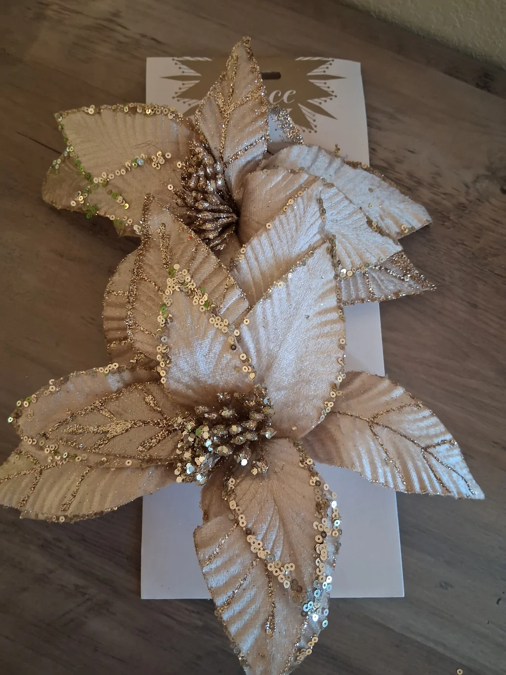 Gold and Cream Floral Clip Set - Set of 2
